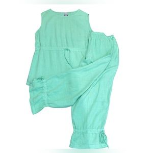 Ivy Jane xl mint linen top&pant set sleeveless 26”L 46”B elastic wpant 23”L 48”H